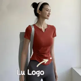 Lulululu designer yoga wear feminino secagem rápida emagrecimento v-chumbo correndo passo fitness topo pilates badminton wear genuíno de alta qualidade