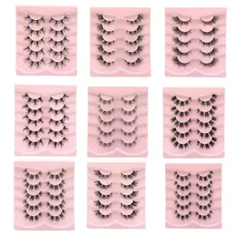 False Eyelashes Natural Look Faux Mink Lashes Fuzzy 5 Pairs Cat Eye Curl Fake For Women Makeup E1YD