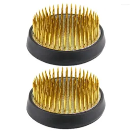 Decorative Flowers 2 Pcs Flower Arrangement Holder Copper Needle Pots For Plants Fixing Base Planting Tool Round Pin