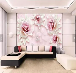 3D Kwiatowa tapeta po tapetka salon sypialnia wystrój Papel Pintado Pared Rollos Papiery ścienne wystrój domu 3D Rose Flower245a3458204