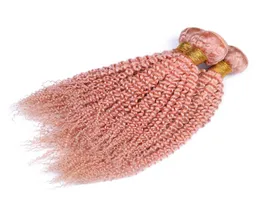 Capelli umani ricci crespi in oro rosa tesse 3 offerte di pacchi Afro crespo rosa estensioni dei capelli rosa capelli ricci tesse 8a per le donne7021201