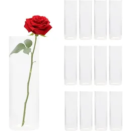 12 polegadas de altura 30 cm vasos de cilindro de vidro transparente peça central vaso de flores suporte de vela flutuante 240301