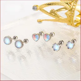 Stud Earrings VOQ Silver Color Simple Moonstone Screw Feminine High-end Light Luxury EarringsGirl Wedding Jewelry Gift