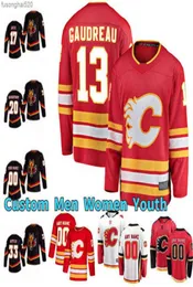 Хоккейные майки Red Calgary Flames Reverse Retro 2021 28 Элиас Линдхольм 13 Джонни Годро 19 Мэтью Ткачук 23 Шон Монахан TJ Br3598721