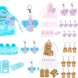 New 10/20Pcs Return Including Animal Keychains Organza Bags And Thank You Tags For Guests Baby Kids Shower Favors