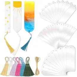 30pcs DIY Acrylic zakładka pusta Transparent zakładka zakładka Tassel Zestaw dla notebookowych dekorów imprezowych 240227