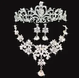 Glänzende Hochzeitskrähen, Hochzeitsaccessoires, Brautjungfern-Schmuckzubehör, Brautaccessoires-Set, Kronen-Halsketten-Ohrringe8468023