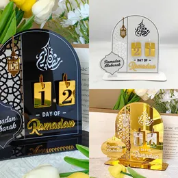 Neue 1Pc 2024 Wiederverwendbare Mubarak Count Down Eid Party Acryl Kalender Bord Ramadan Kareem Party Liefert