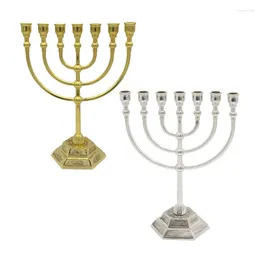 Portacandele multi ramo Hanukkah Stand artistico candelabro a 7 teste elegante decorazione per la casa