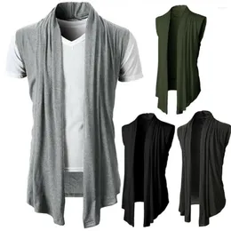 Men's Jackets Cardigan Vest Ruched Breathable All Match Pure Color Draping Men Jacket For Daily Wear