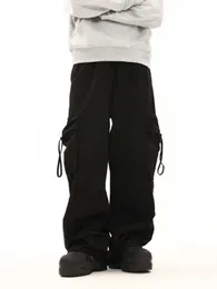 Men's Pants BTSG Retro Fashion Mash Multi Pocket Dripstring Loose Work Pants Street Hiphop Wide Leg Casual Pants