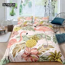 Set di biancheria da letto Home Living Luxury Flamingo Print 2/3 pezzi Copripiumino morbido Federa Queen e King Size Set per bambini EU/US/AU