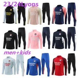 23/24 Lyon soccer tracksuit Survetement 2023 2024 Lyonnais L.PAQUETA OL AOUAR Football training suit Jogging sets kids adult