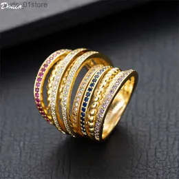 Band Rings Donia jewelry European and American zircon ring three-layer ring for men and women luxury temperament ring fashion accessories L240305