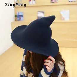 Along the sheep wool cap knitting fisherman hat qiu dong Female fashion witch pointed basin bucket hat accessories288Y