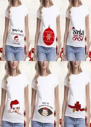 Women039s TShirt Gravidanza Tee Maternità Natale Top Donna Carino Babbo Natale Stampa Abiti in gravidanza 02038368035