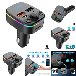 New Wireless Radio Kit Bluetooth 5.0 Car FM Transmitter Light Charger With Handsfree Colorful Modulator Ambient Fast Mp3 Pla Y8f7
