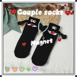 Women Socks Cute Magnet For Couple Creative 2 Pairs Christmas Pattern Pure Cotton Socking Funny Cartoon Eyes Hand In Mid Tube