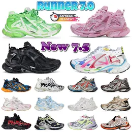 Luxury Brand Runner 7.0 7.5 Casual Designer Shoe Women Men Graffiti Black Lime Yellow Trainers Black White Pink Blue Jogging Hiking 7 Tennis Shoe Sneakers Trainers