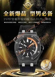 APS 공장 남성 시계 V3 고급 버전 15707 15703 15710 Cal.3120 42mm Sapphire Glass Movement 기계식 자동 시계 고무 스트랩 남성 손목 시계