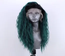 New Fashion Ombre Green Brazilian Full Lace Front Wig Long Natural Water Wave 내열성 모발 합성 가발 3245516