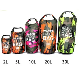 PVC Camouflage Waterproof Ryggsäck Portable Outdoor Sport Rafting Bag River Tracing Swiming Bucket Dry Bag 2L 5L 10L 15L 20L 30L Q1074656