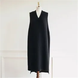 Waistcoats 2020 Fashion Clothes Tide Korean Knitting Vest For Women V Neck Sleeveless Asymmetric Side Split Long Vests Female PZ3624