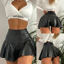 Women's Shorts Fashion Summer Women High Waist Mini Skirts Female Casual Elegant PU Leather Streetwear Outfits Wholesale Items