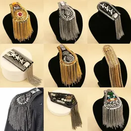 2pcs Lot 2023 Kpop fashion handmade performance accessories women and men clothes Suit epaulet tassel shoulder epaulettes wholesal261T