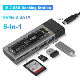 5-i-1 USB C-nav med disklagringsfunktion för M.2 NVME SATA NGFF SSD Type Dock Station Splitter MacBook Pro