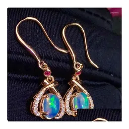 Kolczyki żyrandolowe Dangle Opal Drope kolczyki 0,5ct 2pcs kamień szlachetny 925 Sterling Sier Naturalny prawdziwa biżuteria J19011003 Dostawa Dhrks