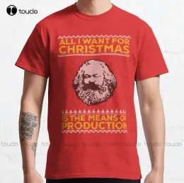 T-shirt Karl Marx Ugly Christmas Sweater All I Want to the Production Class