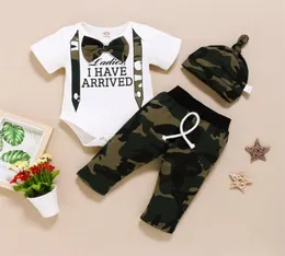 3st Nyfödd baby pojke romper toppar långa byxor camo hatt outfits kläder 018m set20851445986