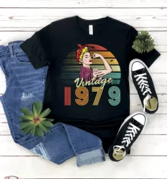 القمصان 44 عيد ميلاد فتاة Tshirt حفلة Harajuku أنثى الملابس القطن خطاب مضحكة من مواليد 1979 نساء تي شيرت الأكمام القصير أعلى المحملات