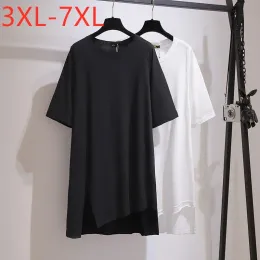 Abiti Nuovo 2021 Estate delle signore Plus Size Tshirt Dress For Women Large Manica corta in cotone allentato Mini abito nero 3XL 4XL 5XL 6XL 7XL