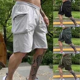 Running Shorts Mens Summer Solid Color Lace Up Multi Pocket Sports Big House Baseball Clothes Men Nylon With Pockets