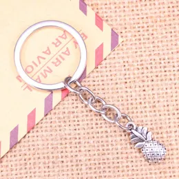 Keychains 20pcs Fashion Keychain 19x9mm Double Sided Pineapple Pendants DIY Men Jewelry Car Key Chain Ring Holder Souvenir For Gift