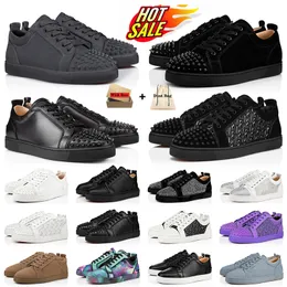 Christian Louboutin Louis Junior Spikes Veau Velours Sneaker CL sneakers Mit Box Red Bottoms Schuhe Designer Männer Frauen Casual Loafers roter Boden Luxusmarke  【code ：L】