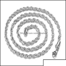 Chains Chains Necklaces Pendants Jewelry Top Quality M 925 Sterling Sier Twisted Rope 16-30Inches Necklaced For Women Men Fashion Diy Dhsac