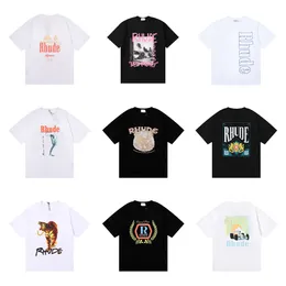 Tasarımcı Tshirt Rhude Erkek Rhude Tasarımcı SHRIT TSHIRT RHUDE TSHRITCLOTHINGRHUDE TASARIMI NEFRABİLİR Pamuklu Kısa Kol gevşek Partisi Dış Mekan Sporları