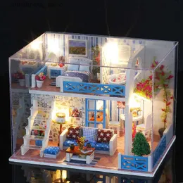 Arkitektur/DIY House Doll House trämöbler DIY Casa Miniature Box Puzzle Assemble 3D Miniaturas Dollhouse Kits Toys For Children Birthday Present