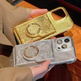 For iPhone 15 Pro Max Cases Card Holders Phone Case Designer iPhone Case Apple iPhone 14 Pro 13 12 11 14 Plus Case 3D Embossing Makeup Mirror Wallet Golden Mobile Cover