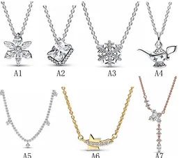 925 Sterling Silver Necklace Sparkling Snowflake Pendant Style Sparkling Fashion Necklace ClaVicle Chain Chain Chain