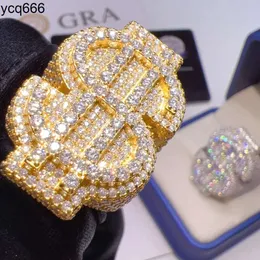 مجوهرات راقية فاخرة الفضة 925 حلقات مثل VVS Moissanite Men Hip Hop Ring Moissanite Hip Hop Iced Out Out Diamond Ring