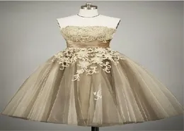 Elegante marrom curto vestidos de dama de honra na altura do joelho renda querida aline vestido de renda imagens reais4928227