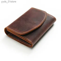 Money Clips Vintage Liten plånbok för män Toppko läder Kort plånbok med dragkedja myntficka fast äkta läderorganisatör plånböcker L240306