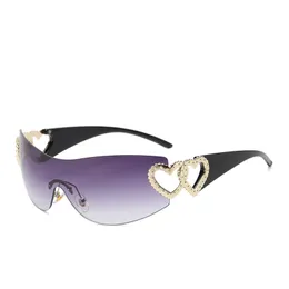 Übergroße Doppelherz-Einteiler-Sonnenbrille für Damen und Herren, modisch, Vintage-Markendesign, Liebe, randlose Brillen, Sonnenbrille