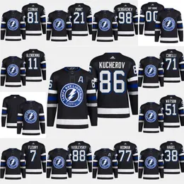 Tampa''Bay''lightning''men Women Youth Brayden Point Steven Stamkos Andrei Vasilevskiy Nikita Kucherov Black Alternate zszyty koszulka hokejowa