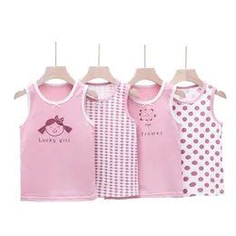 4pieces Tank Tops ärmlös Sling Top 3-8y Toddlers Girls Summer Outfit Skinvänliga undervatter Undertröja för barn 240301