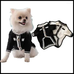 Hundkläder Pawpaw Black Sweaters Fashion Designer Pet Clothes Puppy Cat Dogs Luxury Clothing Elegent Schnauzer Poodle Bichon Devon